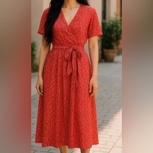 URBAN OUTFITTERS Elegant Red Floral Dress